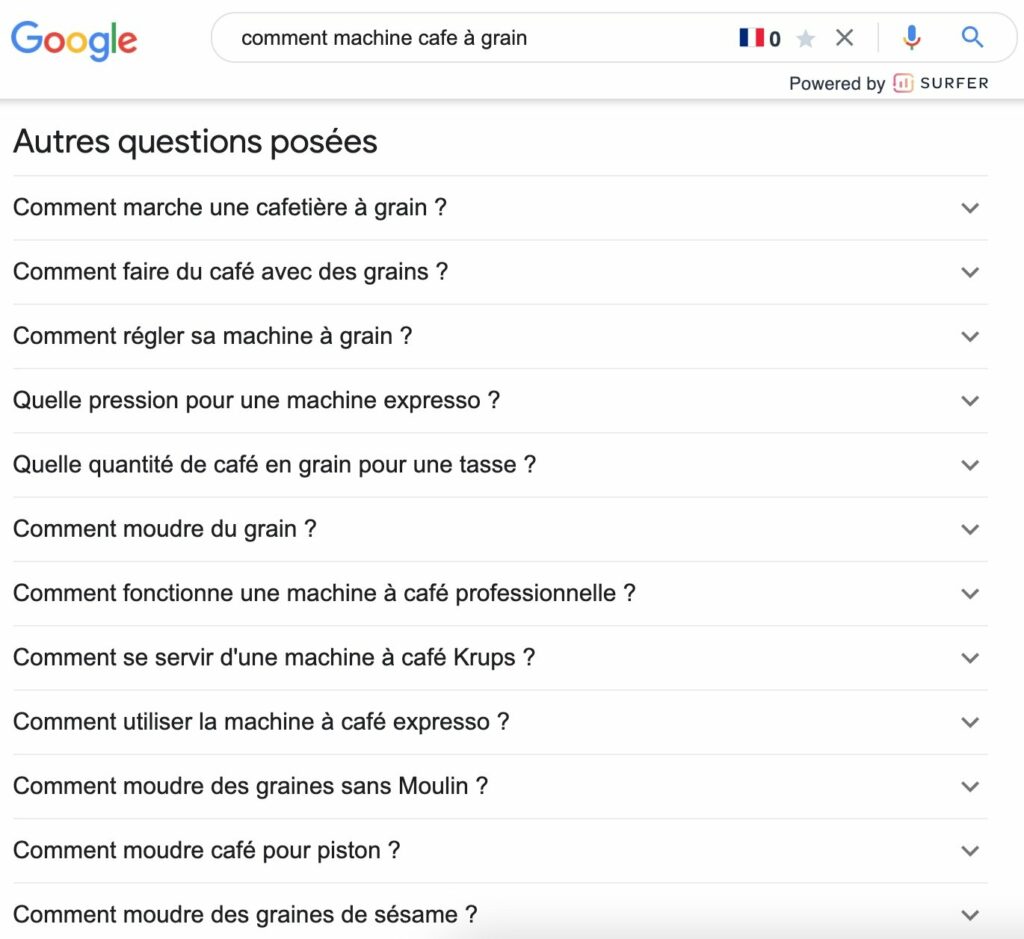 questions similaire google