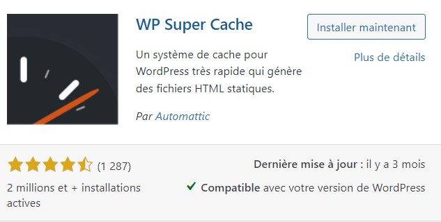 interface wp super cache