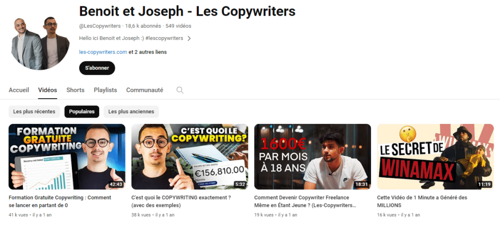 les copywriters youtube