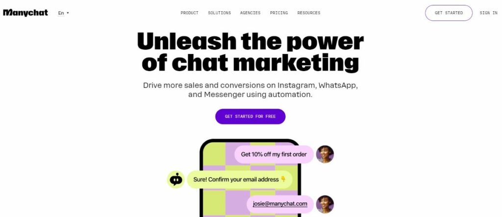 interface manychat