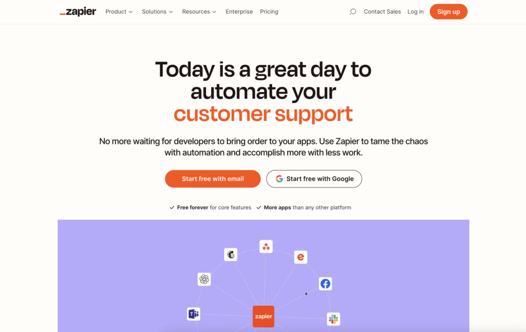 zapier landing page