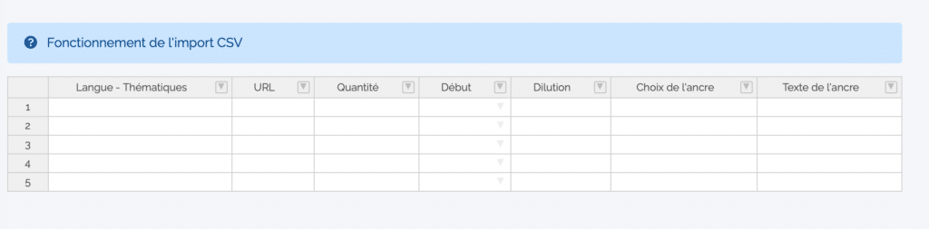 acceslink mode tableur