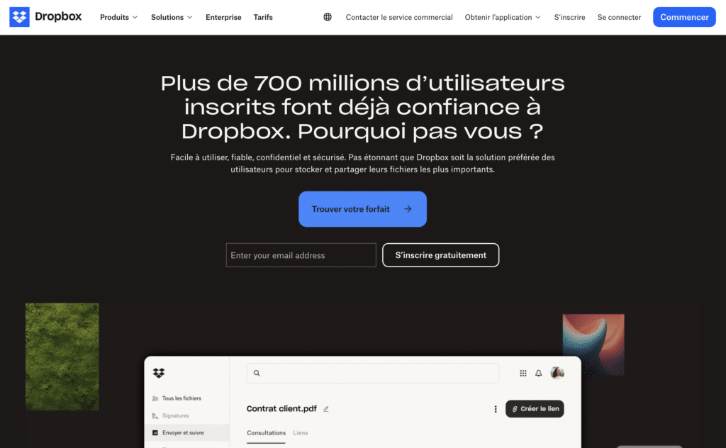 exemple landing page dropbox