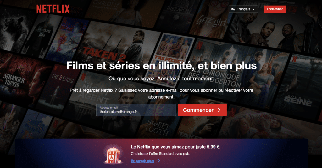 exemple landing page netflix