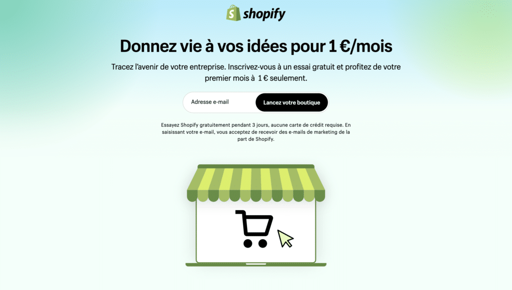 exemple landing page shopify