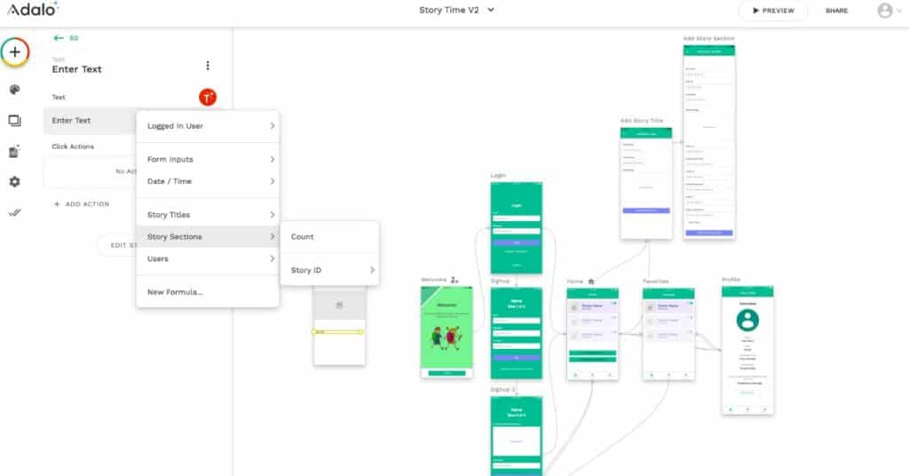 gestion database adalo