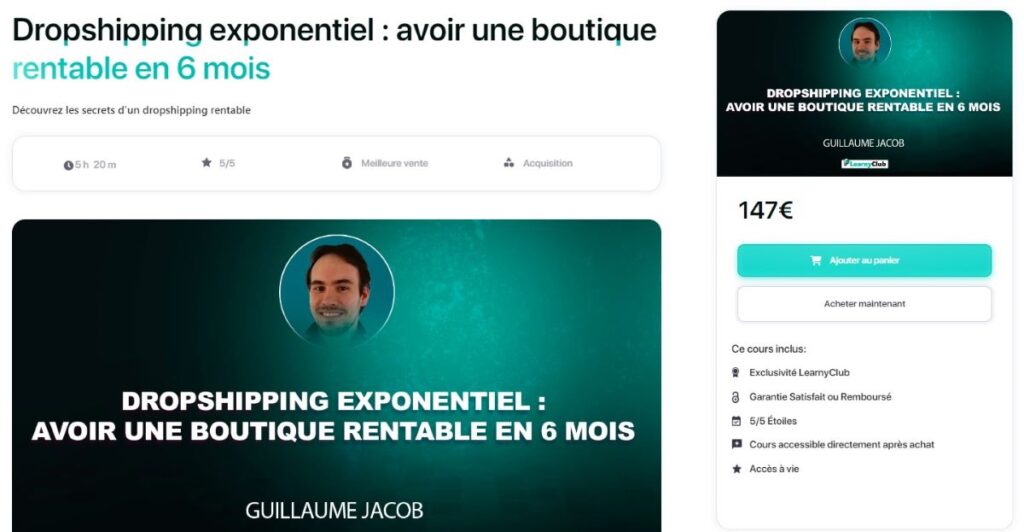 interface dropshipping exponentiel avoir une boutique rentable en 6 mois