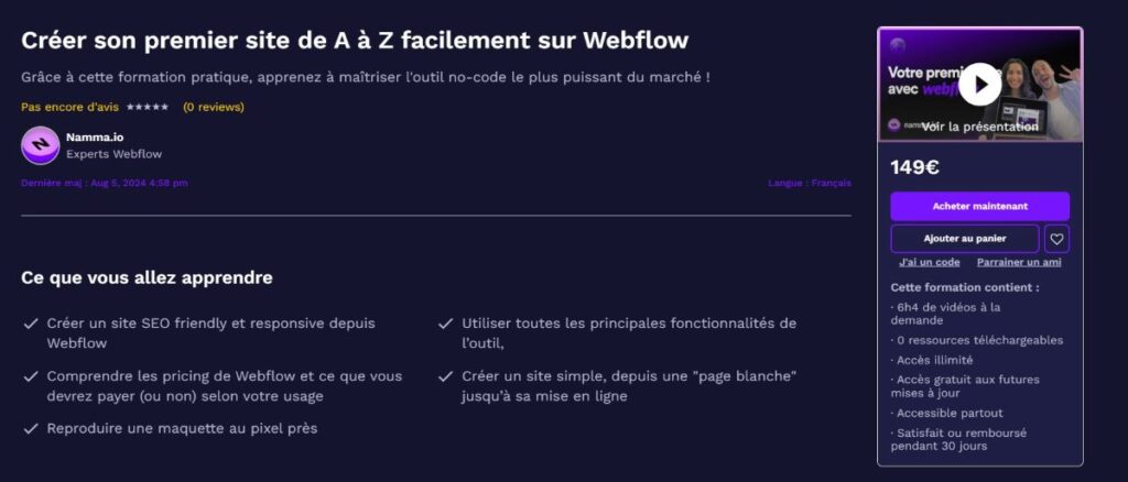 interface formation créer son premier site de a à z facilement sur webflow nocodable