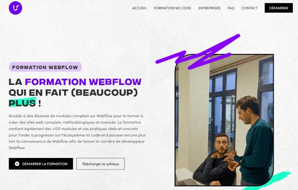 interface formation webflow de uncodeschool