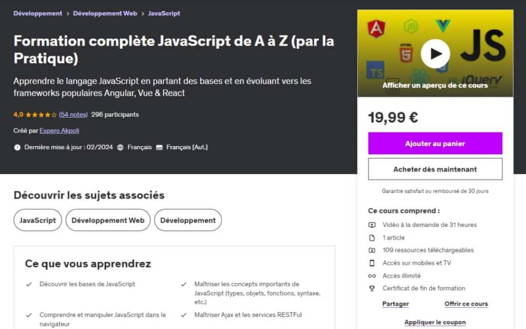 interface javascript la formation ultime