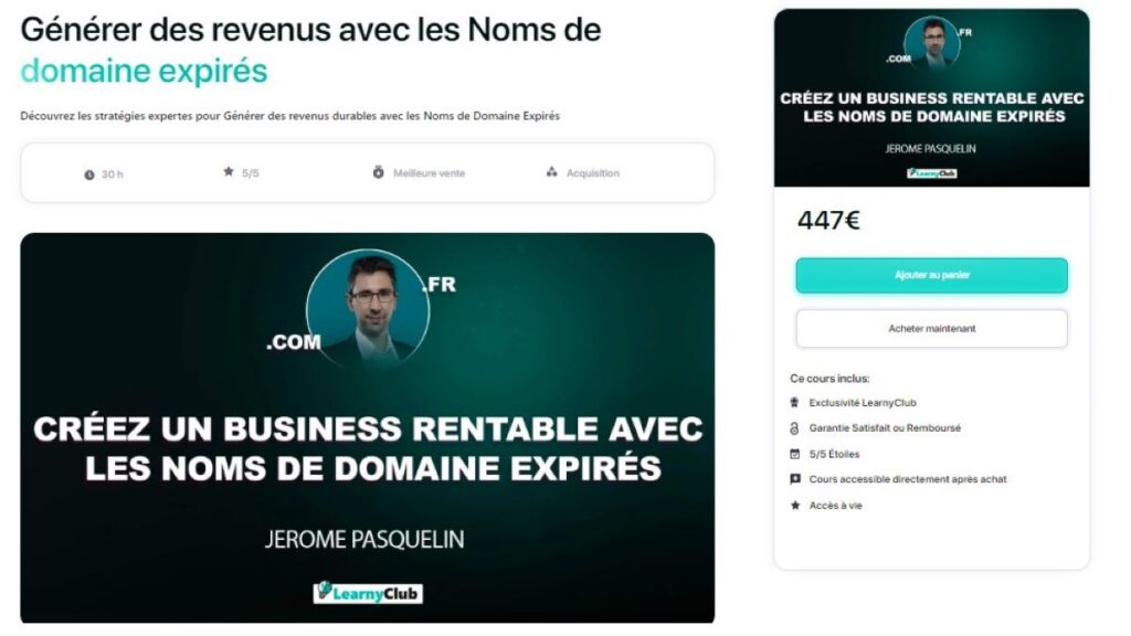 interface générer des revenus avec les noms de domaine expirés