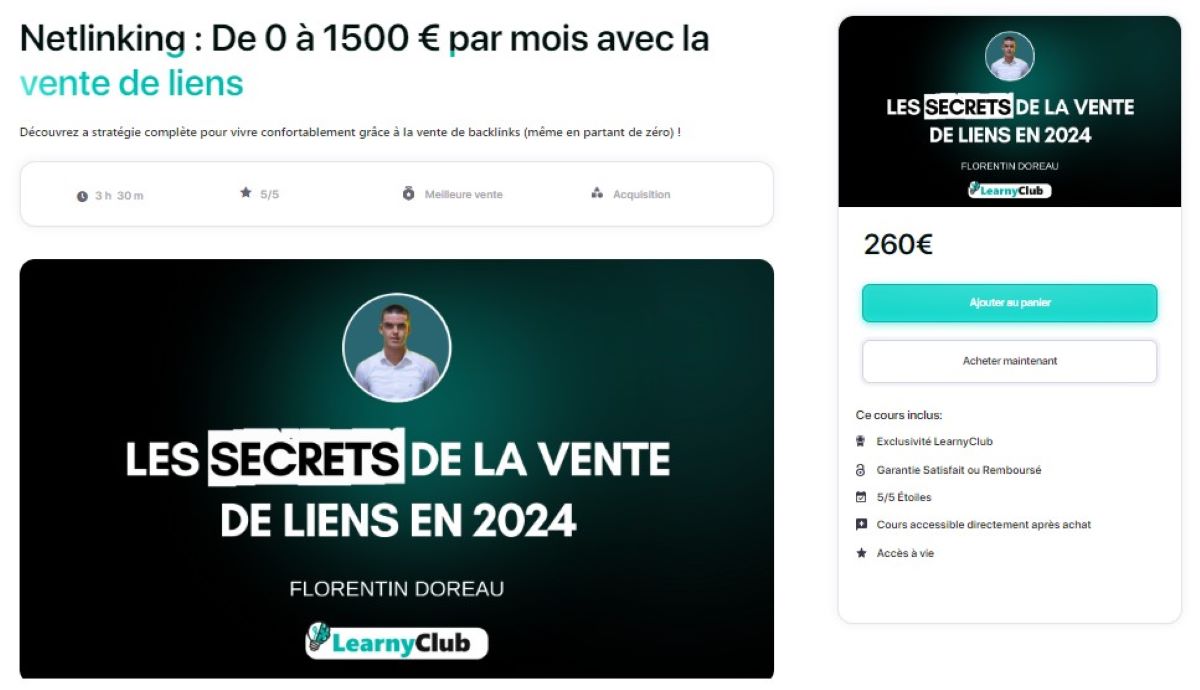 interface netlinking de 0 à 1500 € par mois avec la vente de liens